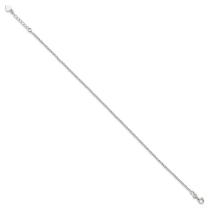 Sterling Silver Fancy Chain 9 inch Plus 1 inch Extender - Total 10 inch Anklet