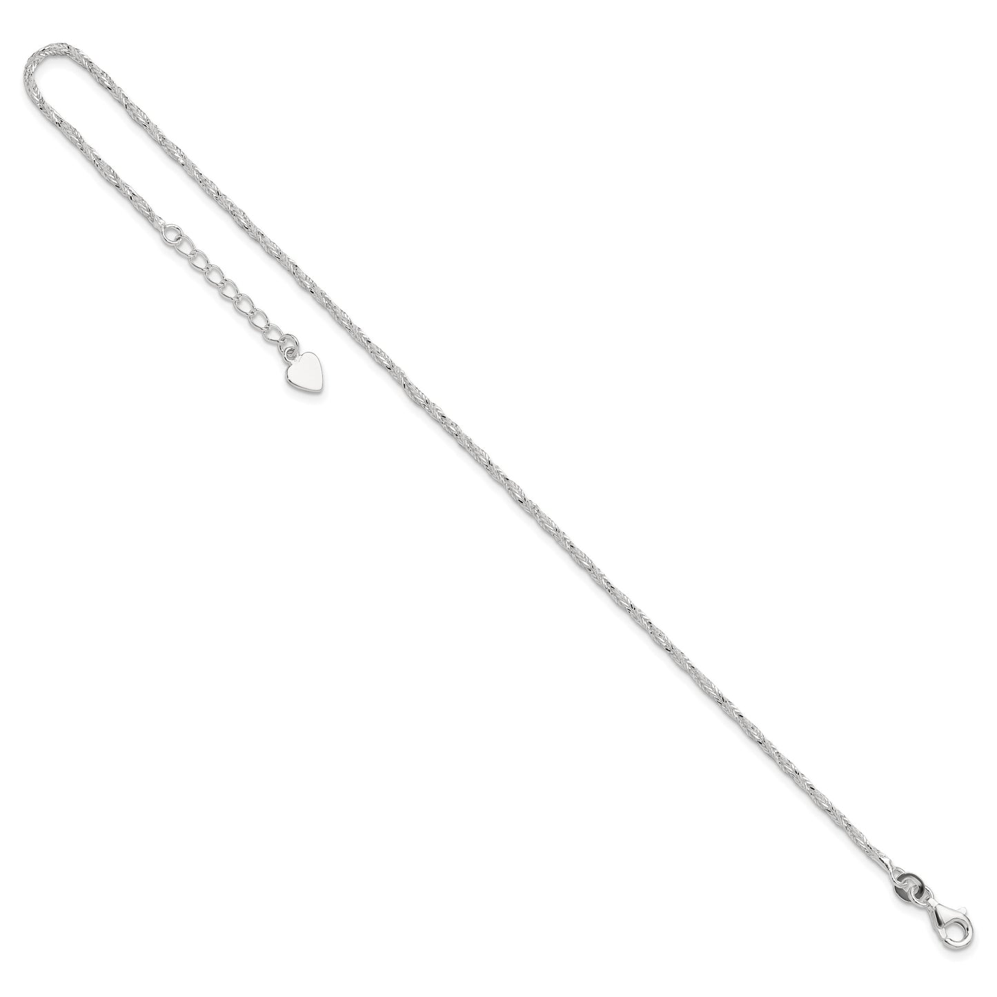 Sterling Silver Fancy Chain 9 inch Plus 1 inch Extender - Total 10 inch Anklet