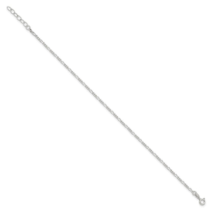 Sterling Silver Figaro Chain 9 inch Plus 1 inch Extender - Total 10 inch Anklet