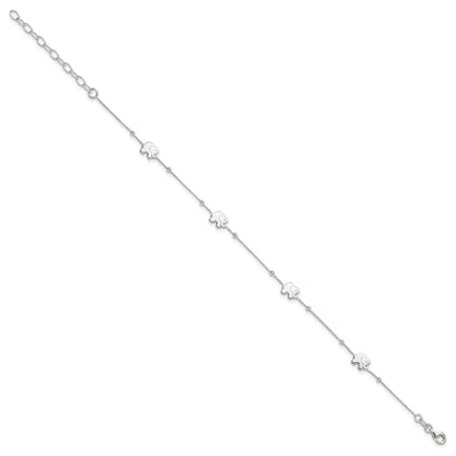 Sterling Silver Elephant 10 inch Plus 2 inch Extender - Total 12 inch Anklet