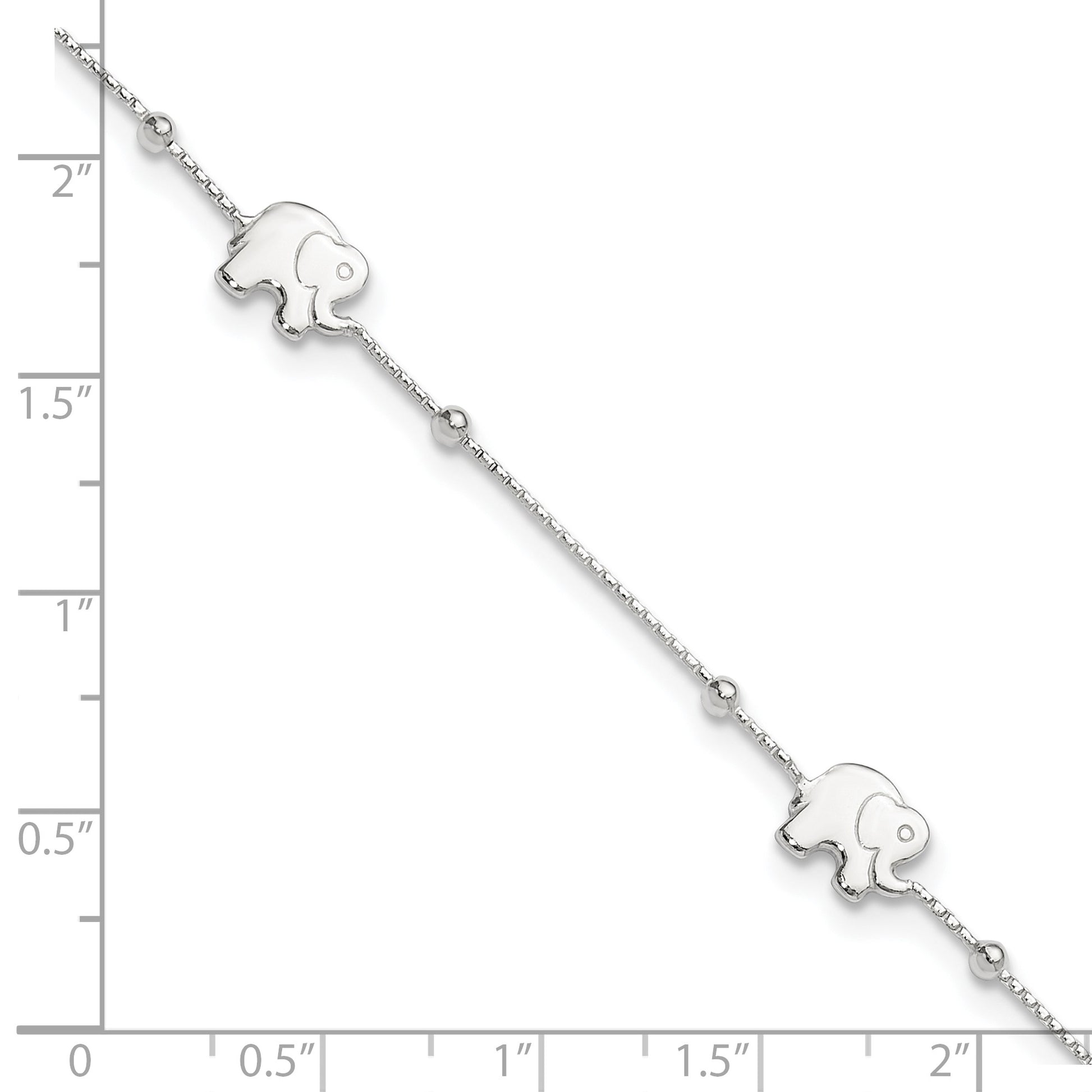 Sterling Silver Elephant 9 inch Plus 2 inch Extender - Total 11 inch Anklet