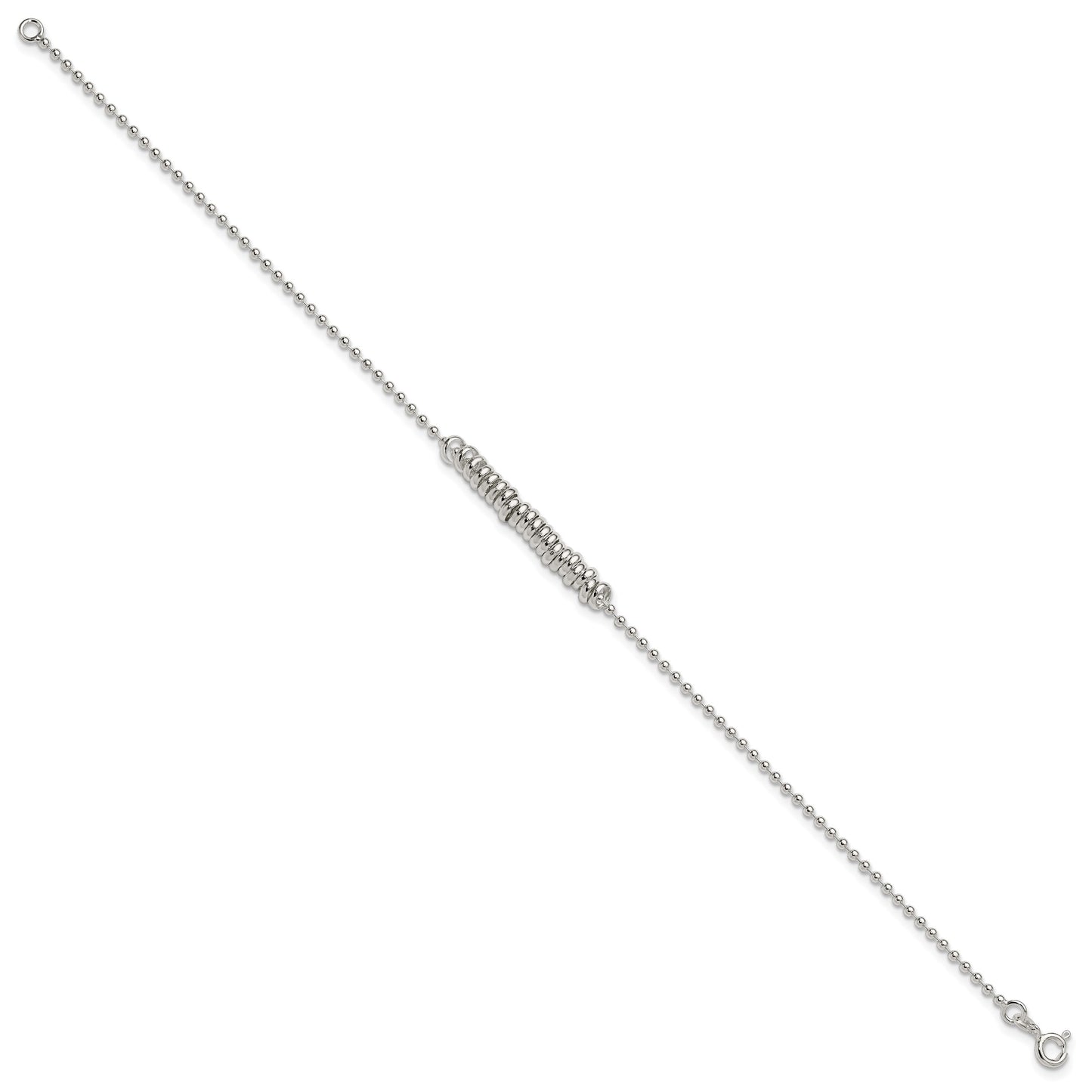 Sterling Silver 9inch Polished Fancy Love Ring Anklet