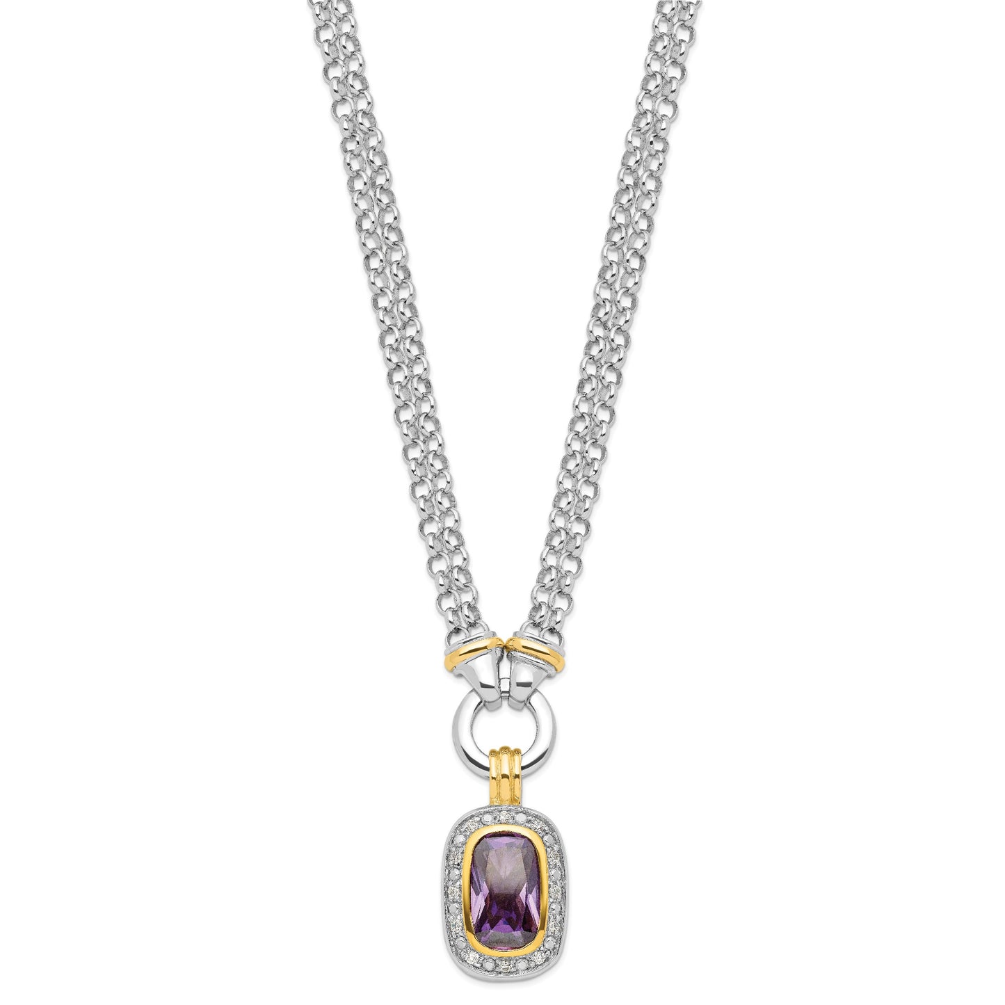 Sterling Silver Flash Gold-plated CZ Necklace
