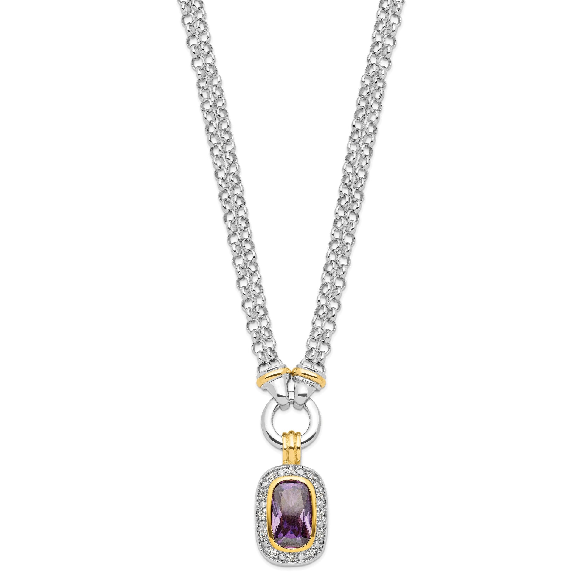 Sterling Silver Flash Gold-plated CZ Necklace