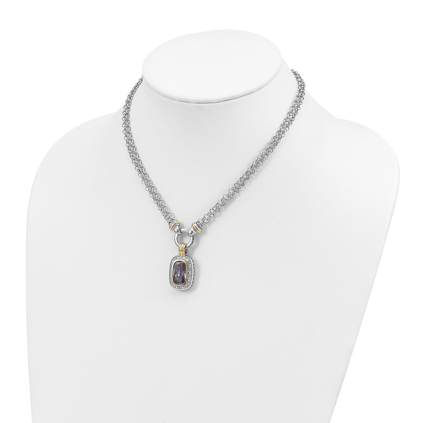 Sterling Silver Flash Gold-plated CZ Necklace