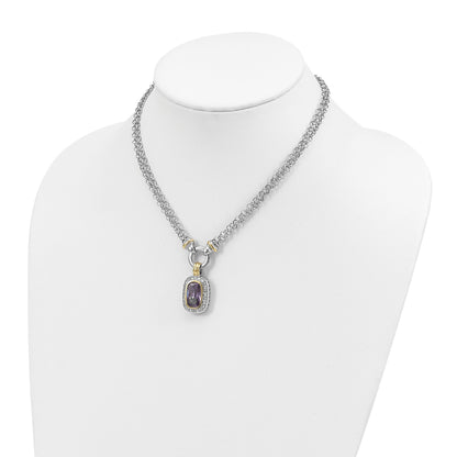 Sterling Silver Flash Gold-plated CZ Necklace