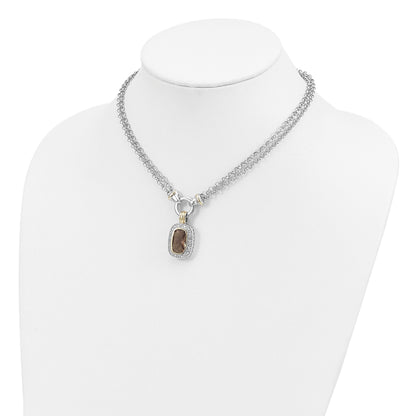 Sterling Silver Flash Gold-plated CZ Necklace