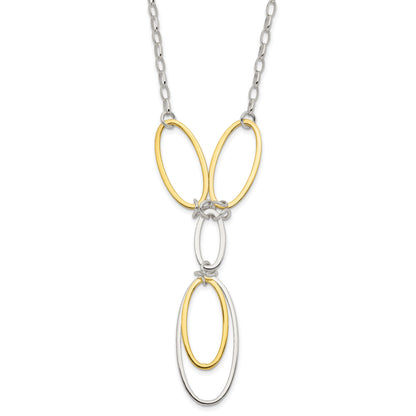 Sterling Silver and Vermeil Polished Drop Necklace and Earring Set