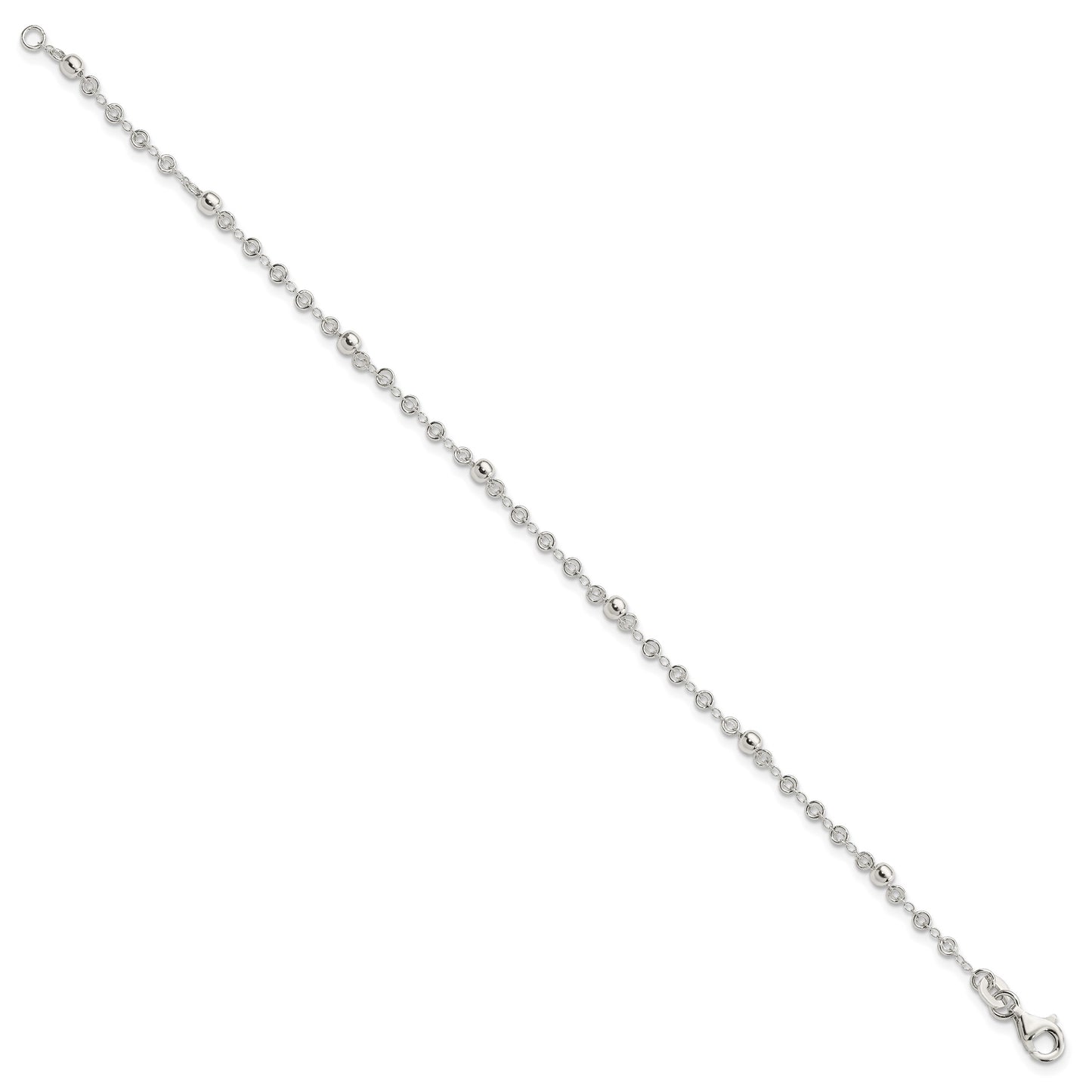 Sterling Silver Polished Fancy Bead Bracelet