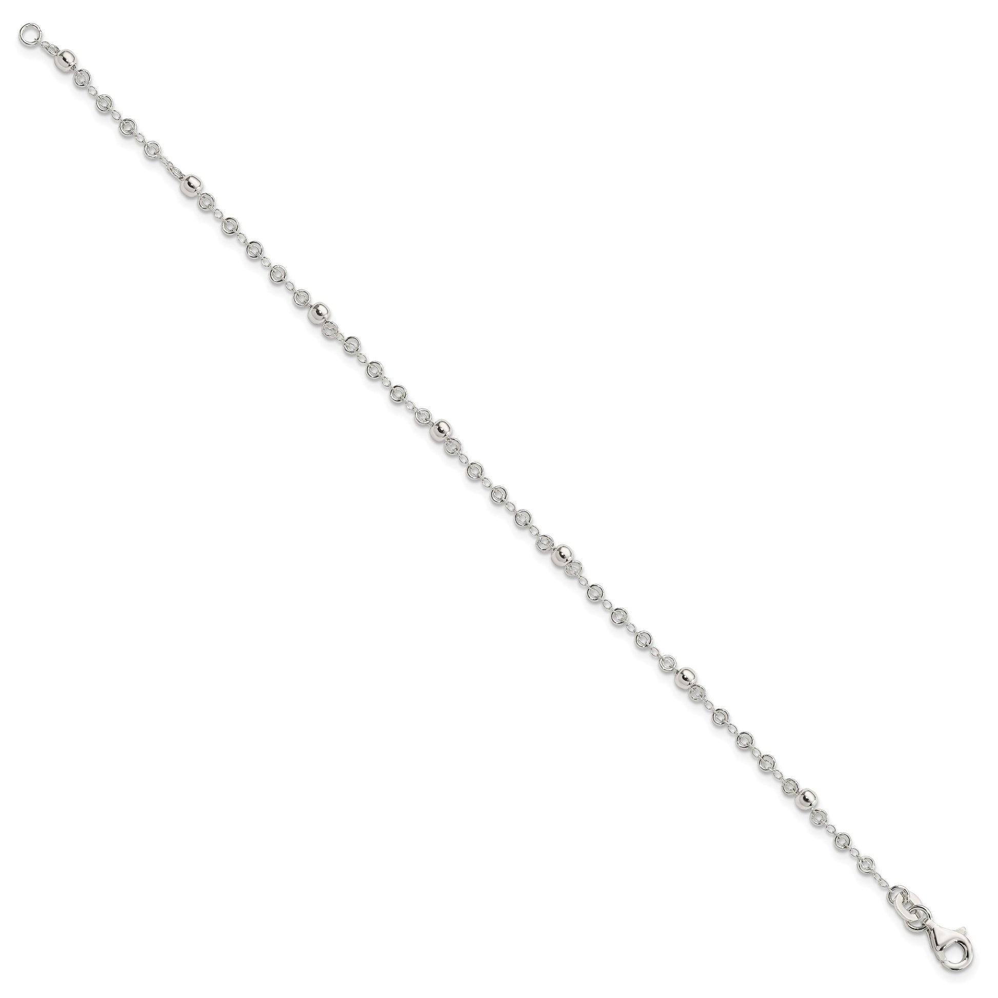 Sterling Silver Polished Fancy Bead Bracelet