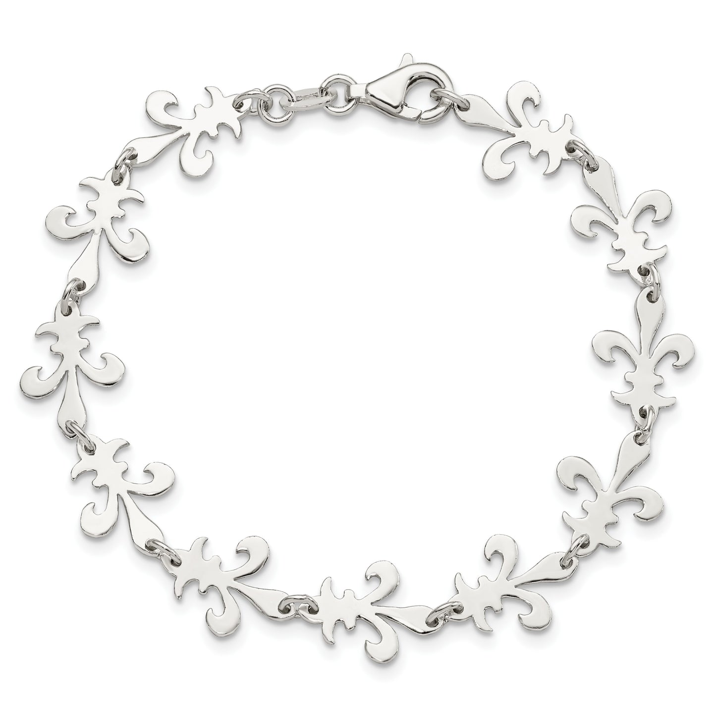 Sterling Silver Polished Fleur De Lis Bracelet