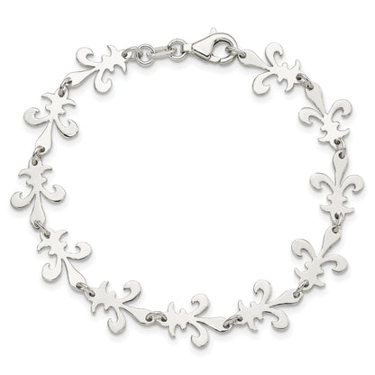 Sterling Silver Polished Fleur De Lis Bracelet