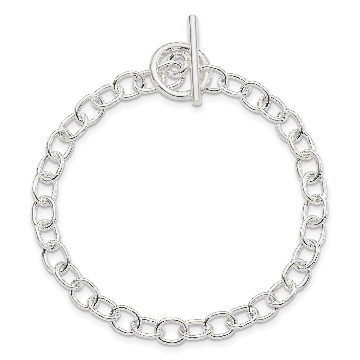 Sterling Silver Polished Fancy Link Toggle Bracelet