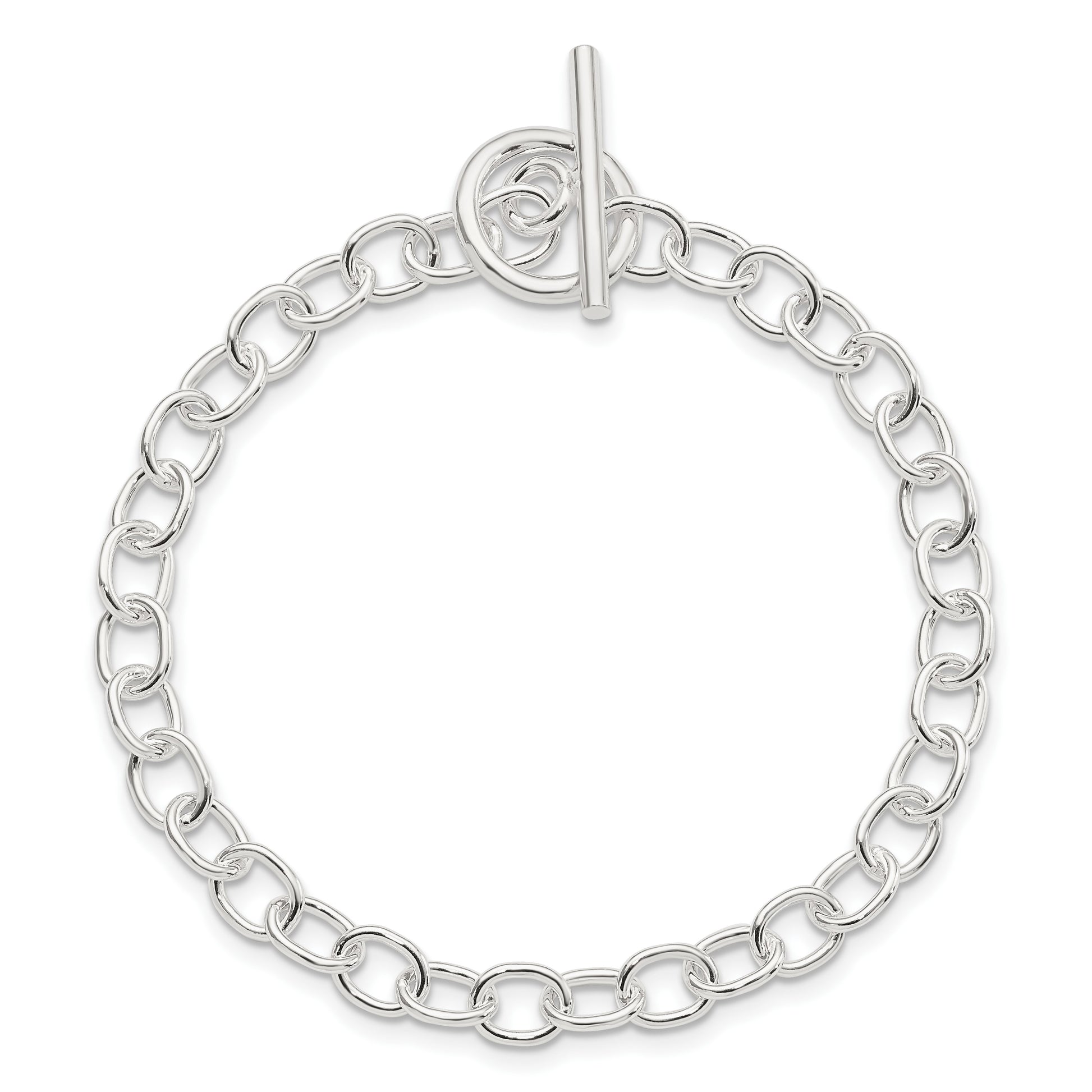Sterling Silver Polished Fancy Link Toggle Bracelet