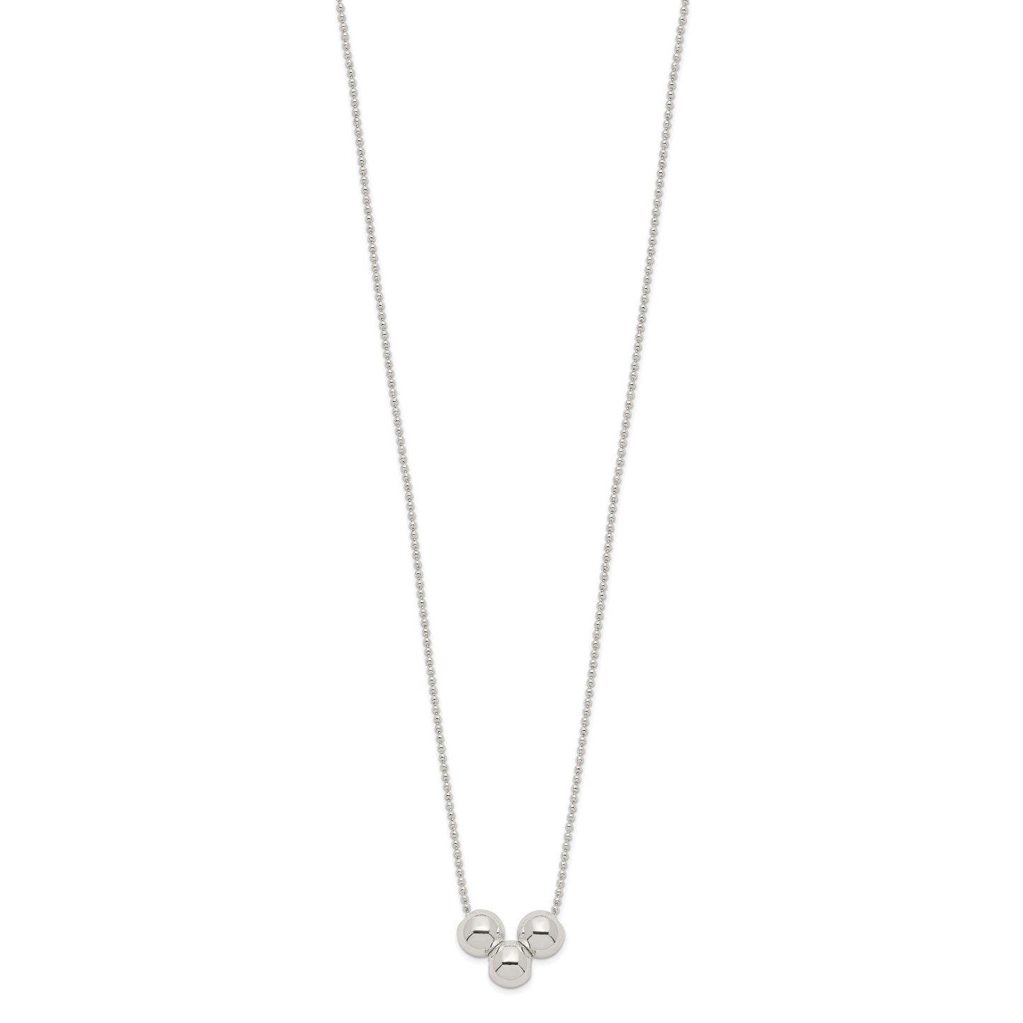 Sterling Silver Polished 3 Bead Necklace