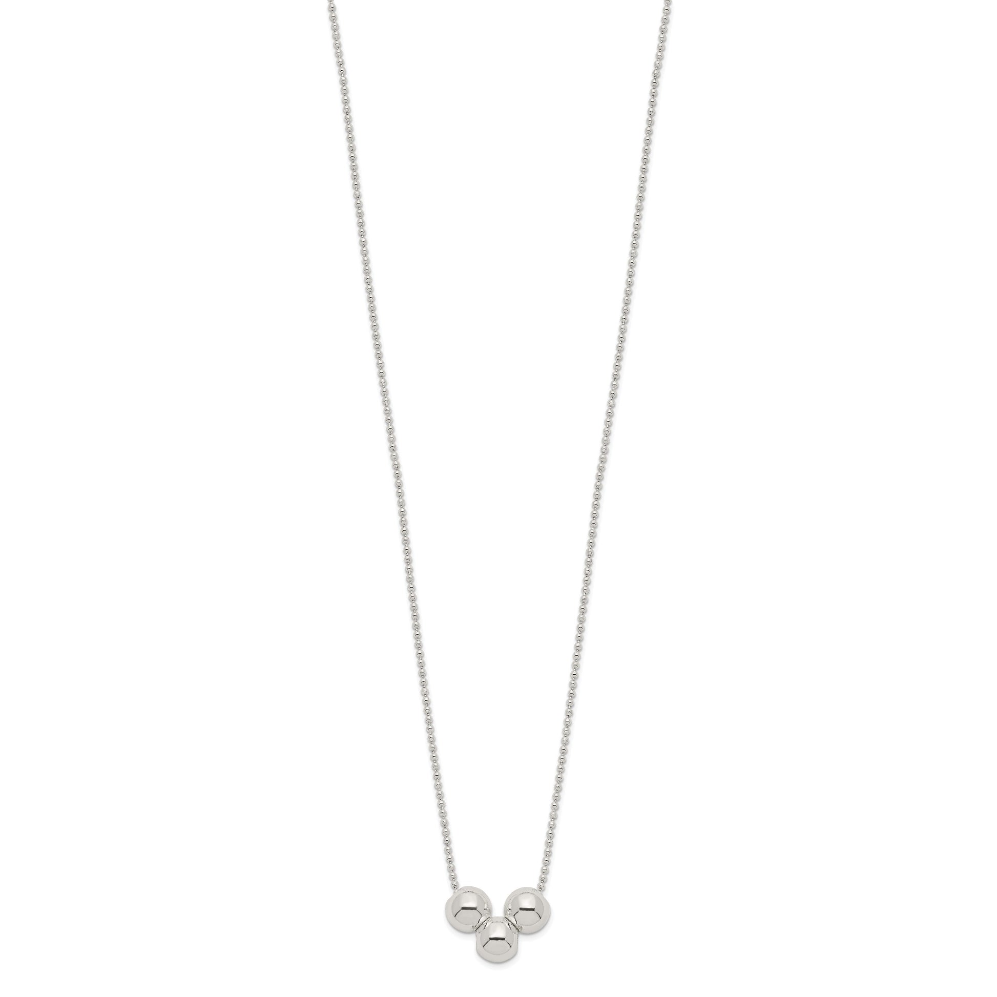 Sterling Silver Polished 3 Bead Necklace