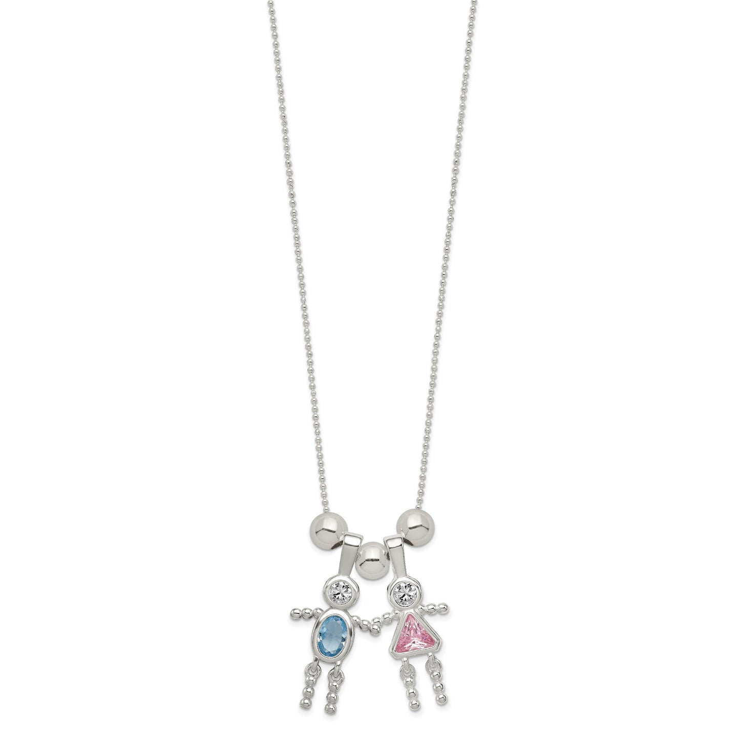 Sterling Silver Polished 3 Bead Necklace