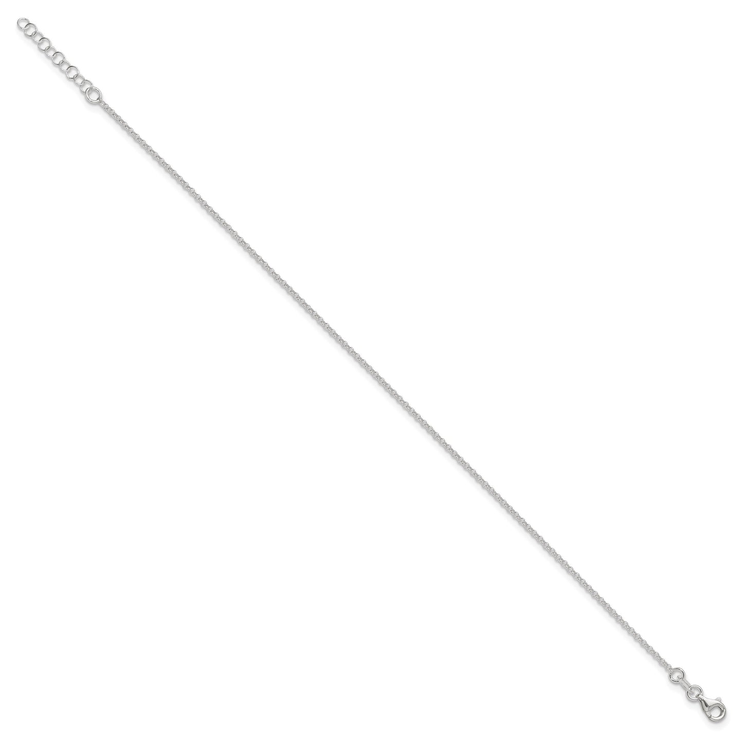 Sterling Silver 1.5mm Rolo Chain 9 inch Plus 1 inch Extender - Total 10 inch Anklet