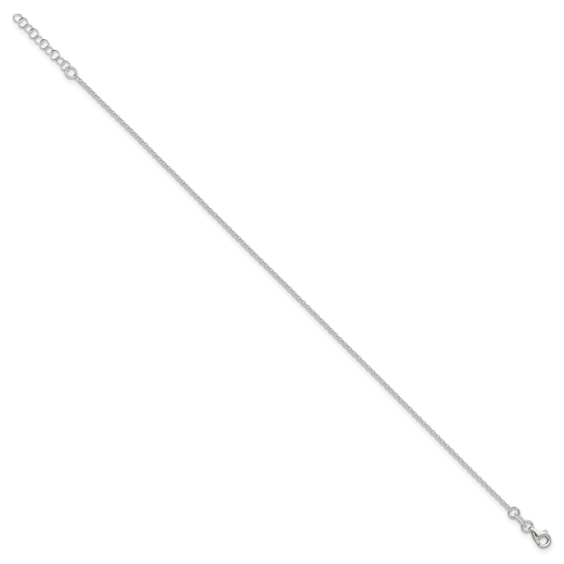 Sterling Silver 1.5mm Rolo Chain 9 inch Plus 1 inch Extender - Total 10 inch Anklet