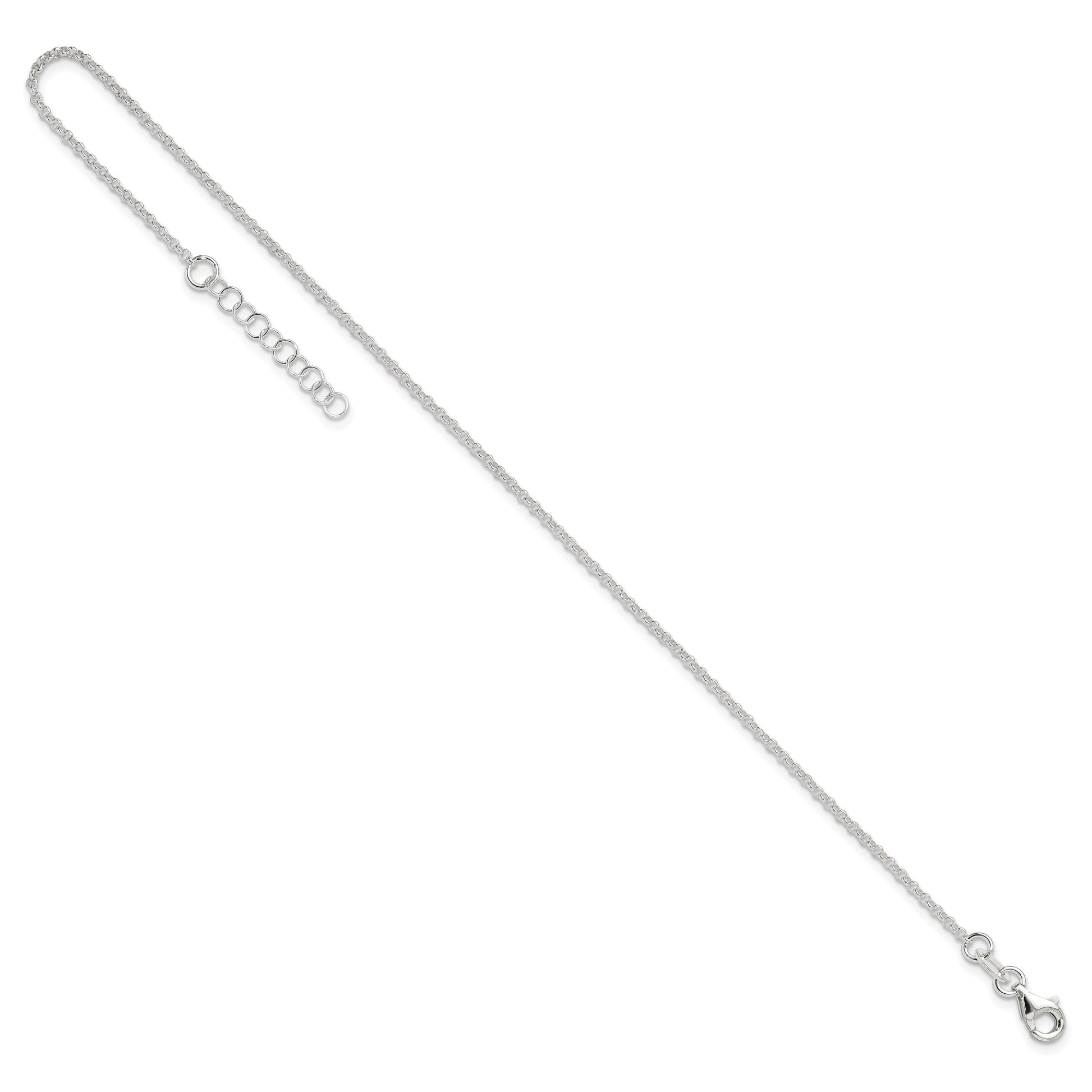 Sterling Silver 1.5mm Rolo Chain 9 inch Plus 1 inch Extender - Total 10 inch Anklet