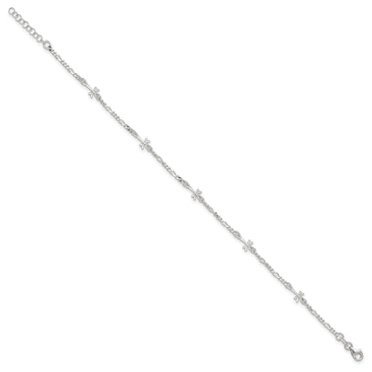 Sterling Silver Dragonflies 8 inch Plus 1 inch Extender - Total 9 inch Anklet
