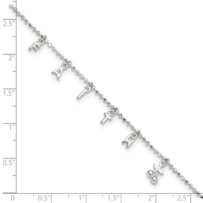 Sterling Silver FAITH Letters 10 inch Plus 1 inch Extender - Total 11 inch Anklet