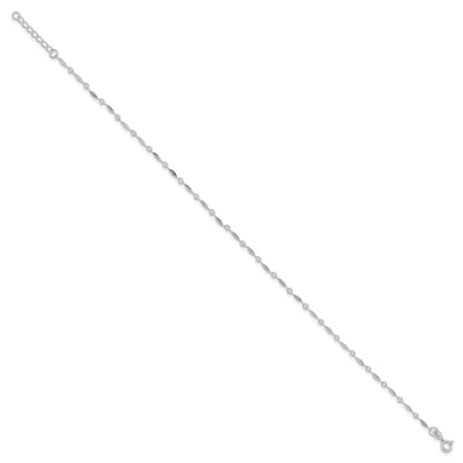 Sterling Silver Fancy Link 9 inch Plus 1 inch Extender - Total 10 inch Anklet