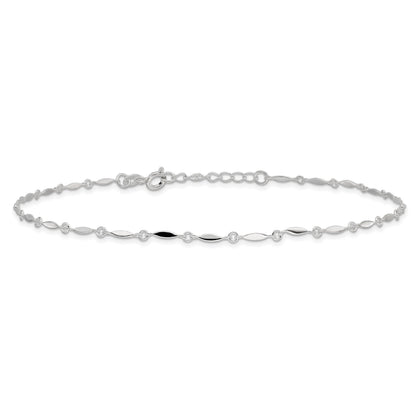 Sterling Silver Fancy Link 10 inch Plus 1 inch Extender - Total 11 inch Anklet