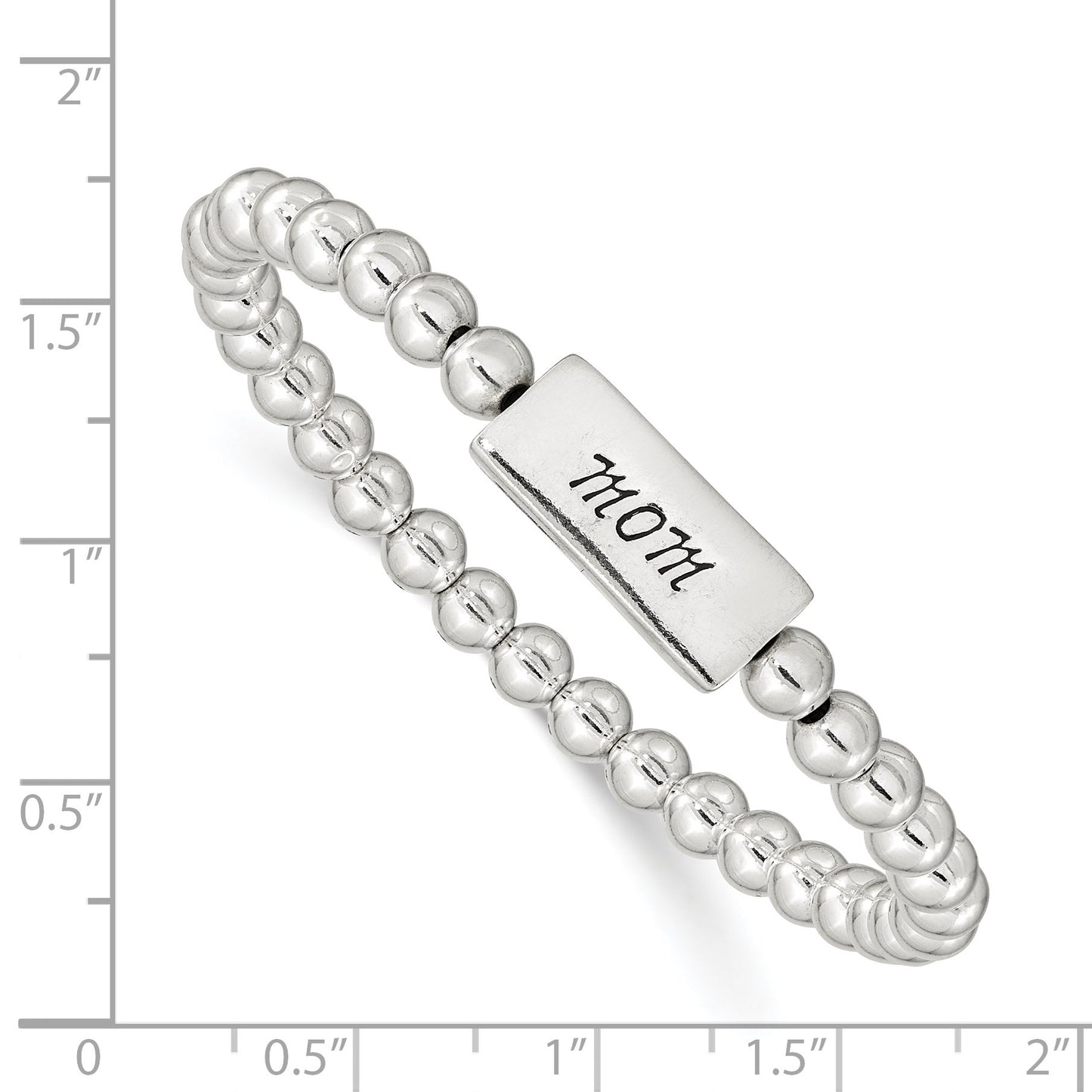 Sterling Silver Enameled MOM Stretch Bracelet