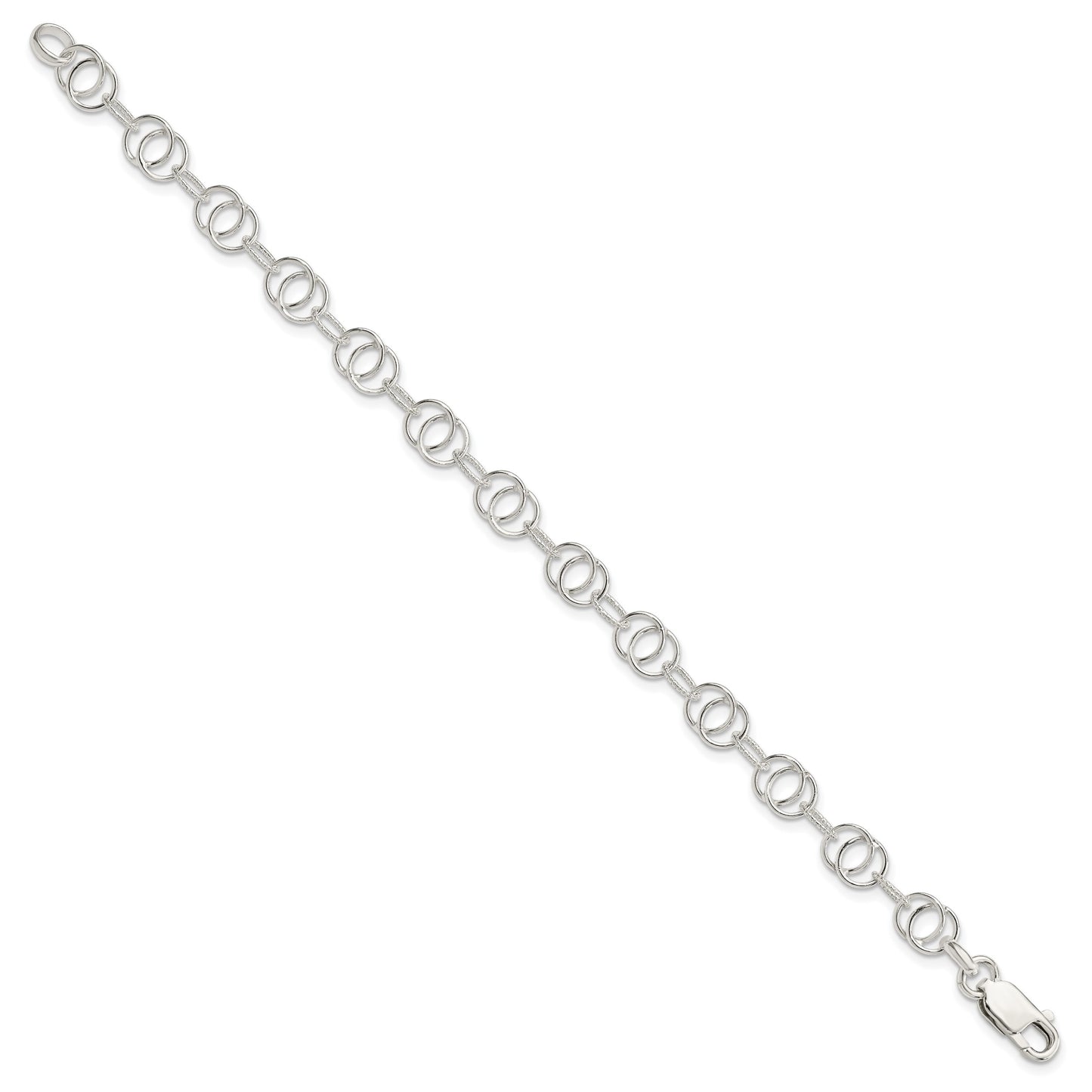 Sterling Silver Polished and Textured Fancy Bracelet