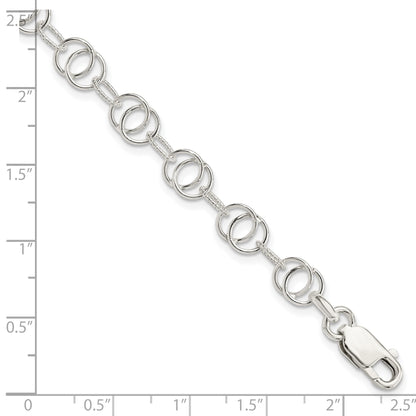 Sterling Silver Polished and Textured Fancy Bracelet