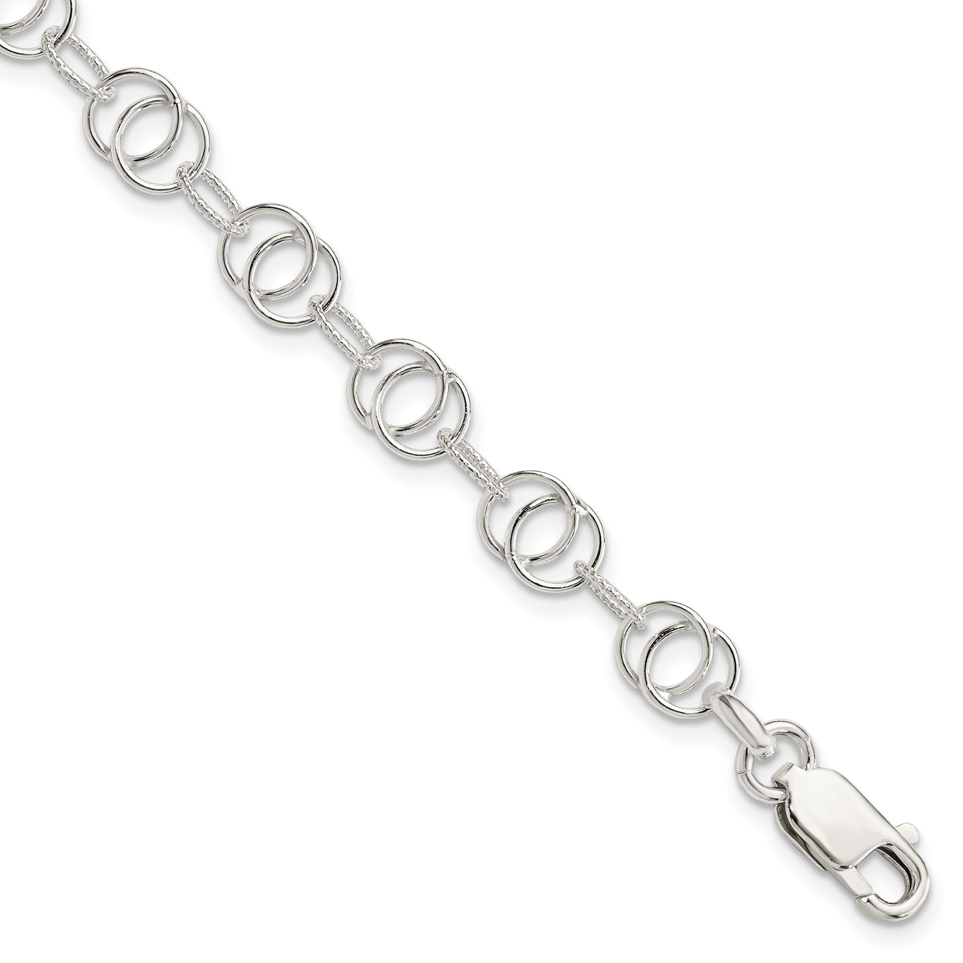 Sterling Silver Polished and Textured Fancy Bracelet