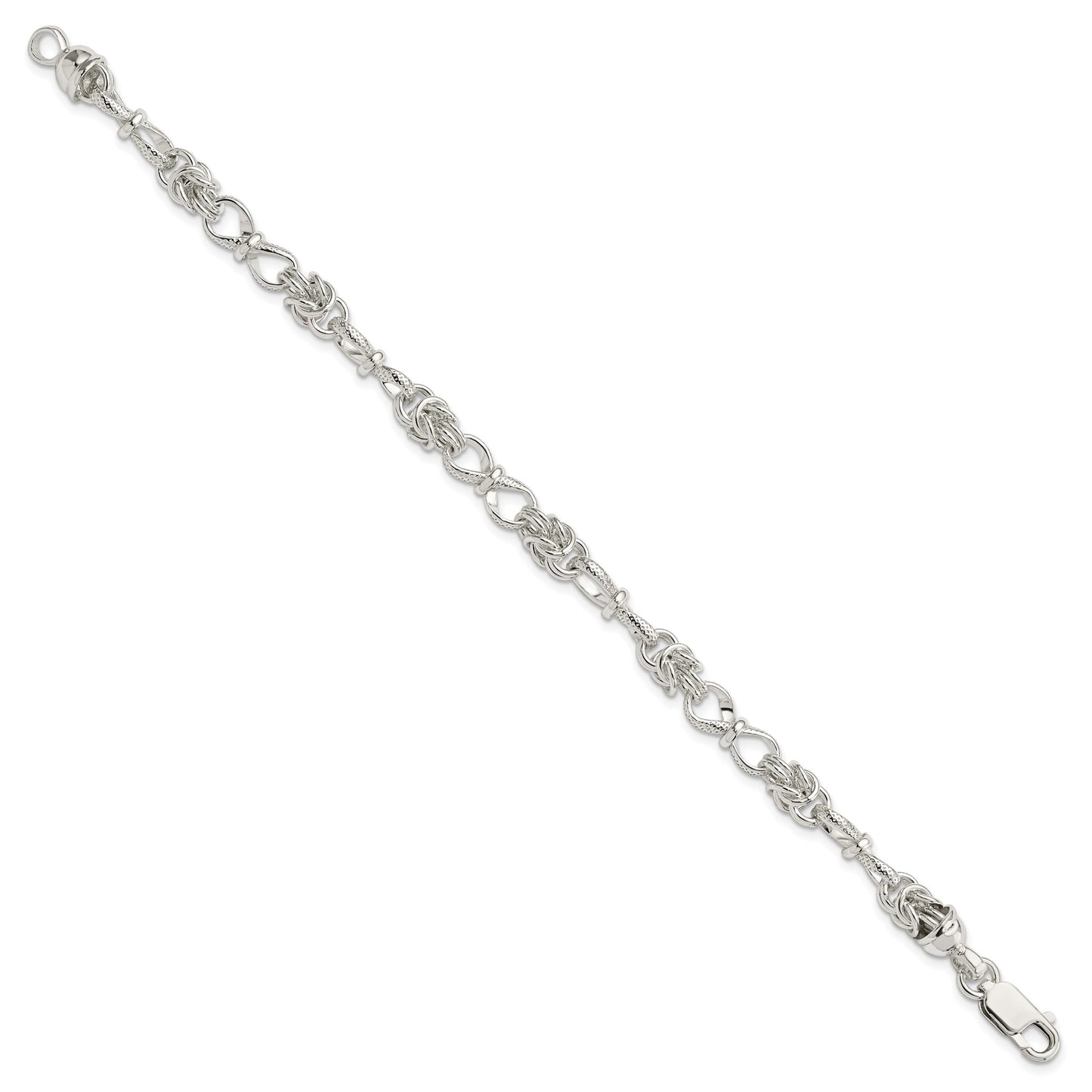 Sterling Silver Polished and Textured Fancy Bracelet