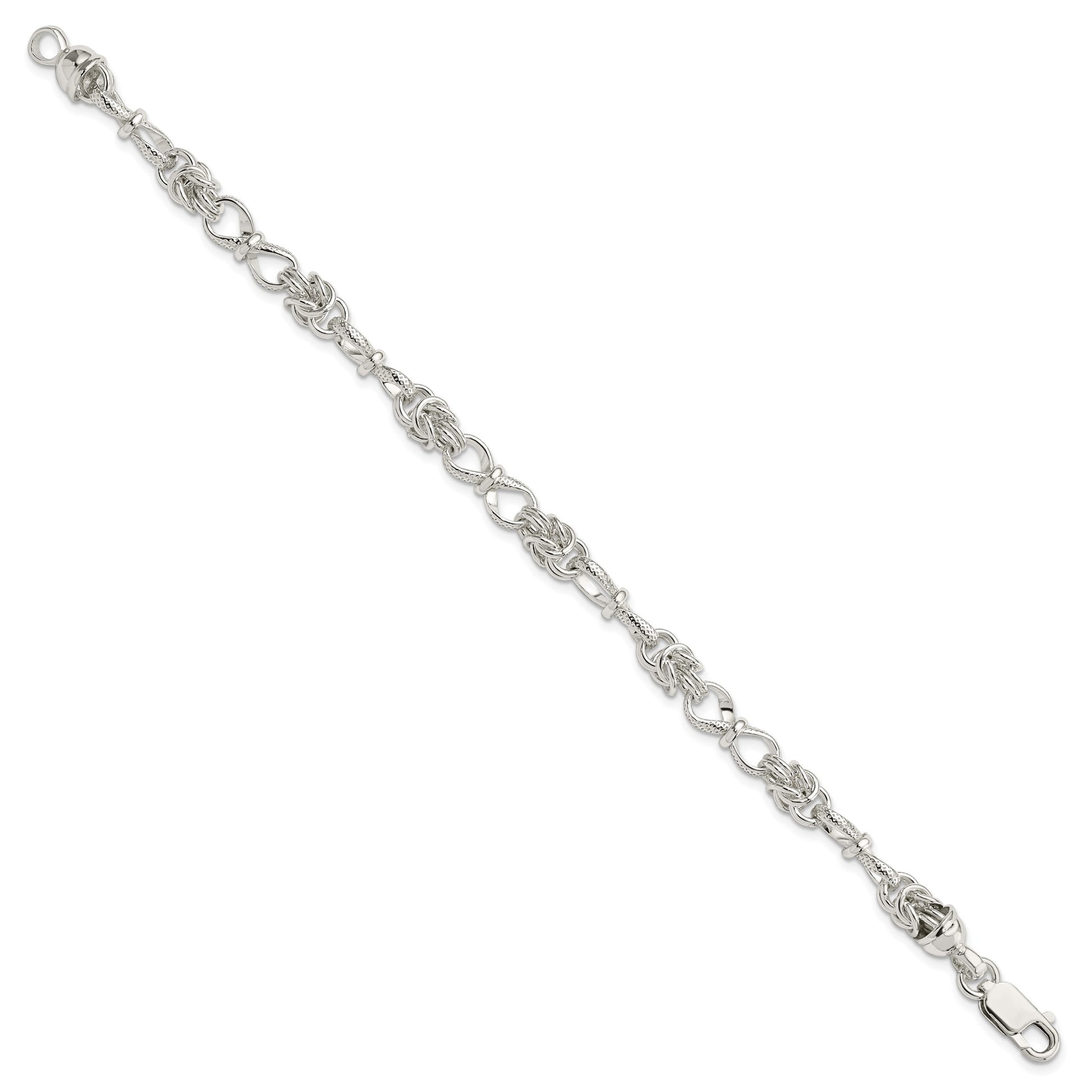 Sterling Silver Polished and Textured Fancy Bracelet