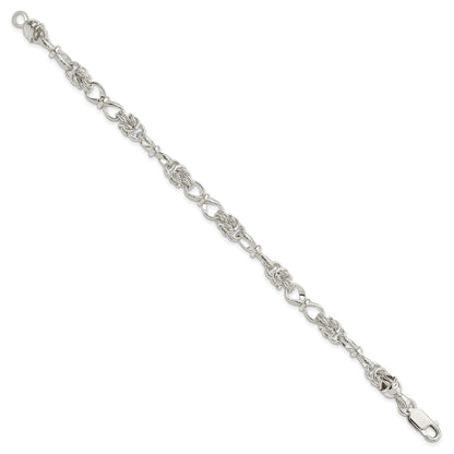 Sterling Silver Polished and Textured Fancy Bracelet