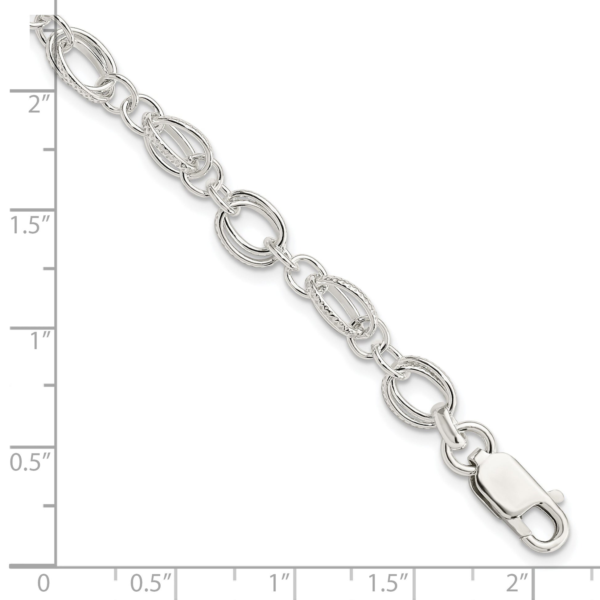 Sterling Silver Polished and Textured 5.5mm Fancy Bracelet