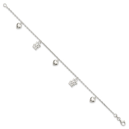 Sterling Silver Heart and LOVE Charm Bracelet