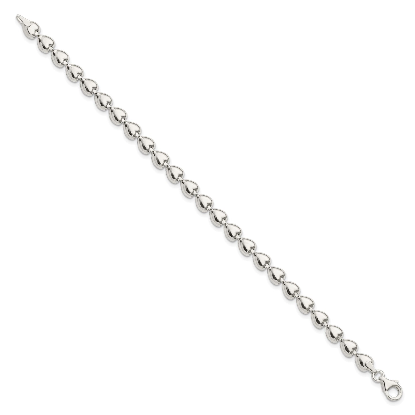 Sterling Silver Polished Heart Bracelet