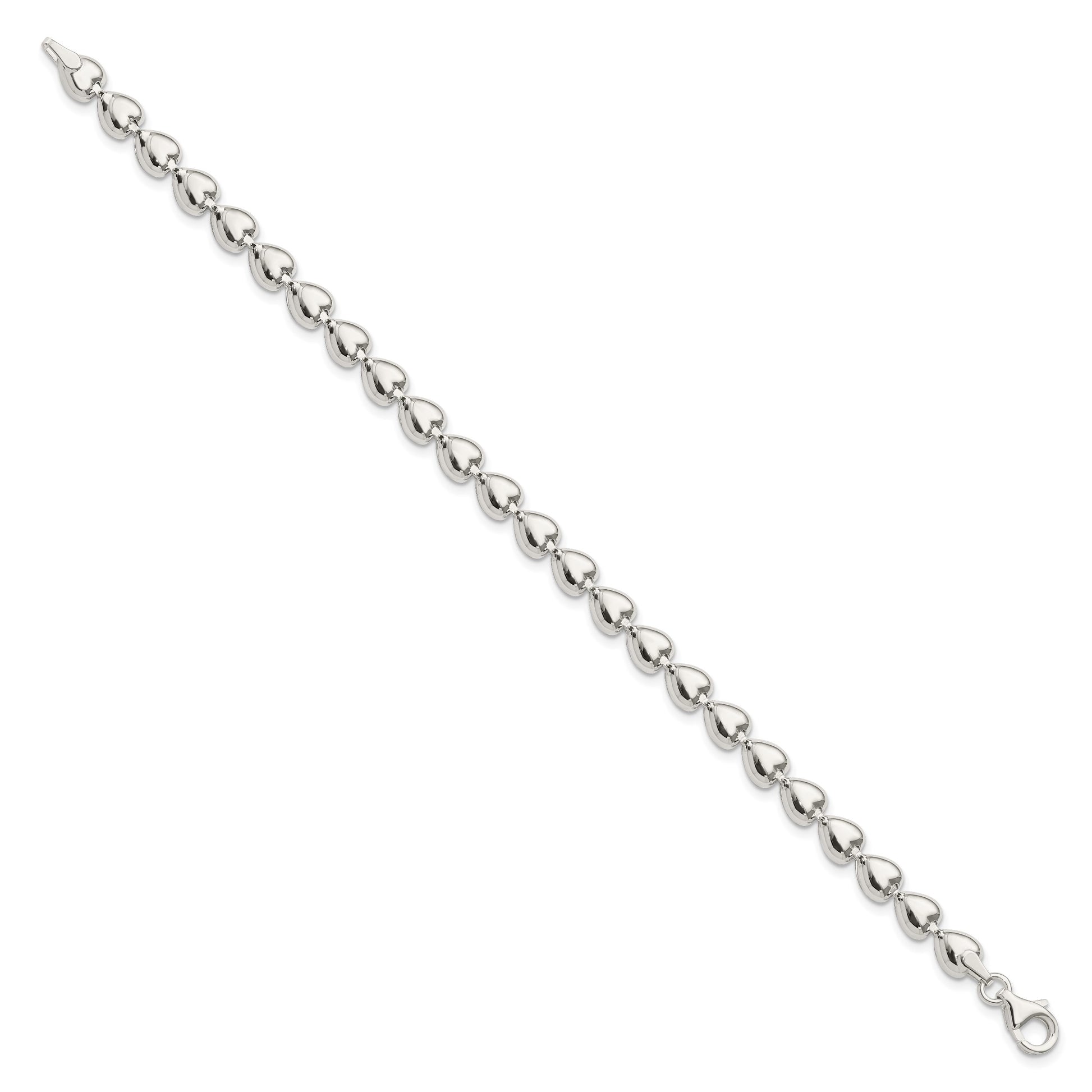 Sterling Silver Polished Heart Bracelet
