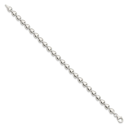 Sterling Silver Polished Heart Bracelet