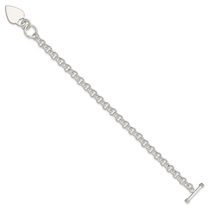 Sterling Silver Polished Heart Bracelet