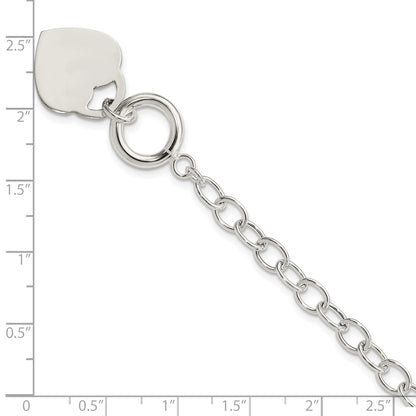 Sterling Silver Oval Link Engraveable Heart Bracelet