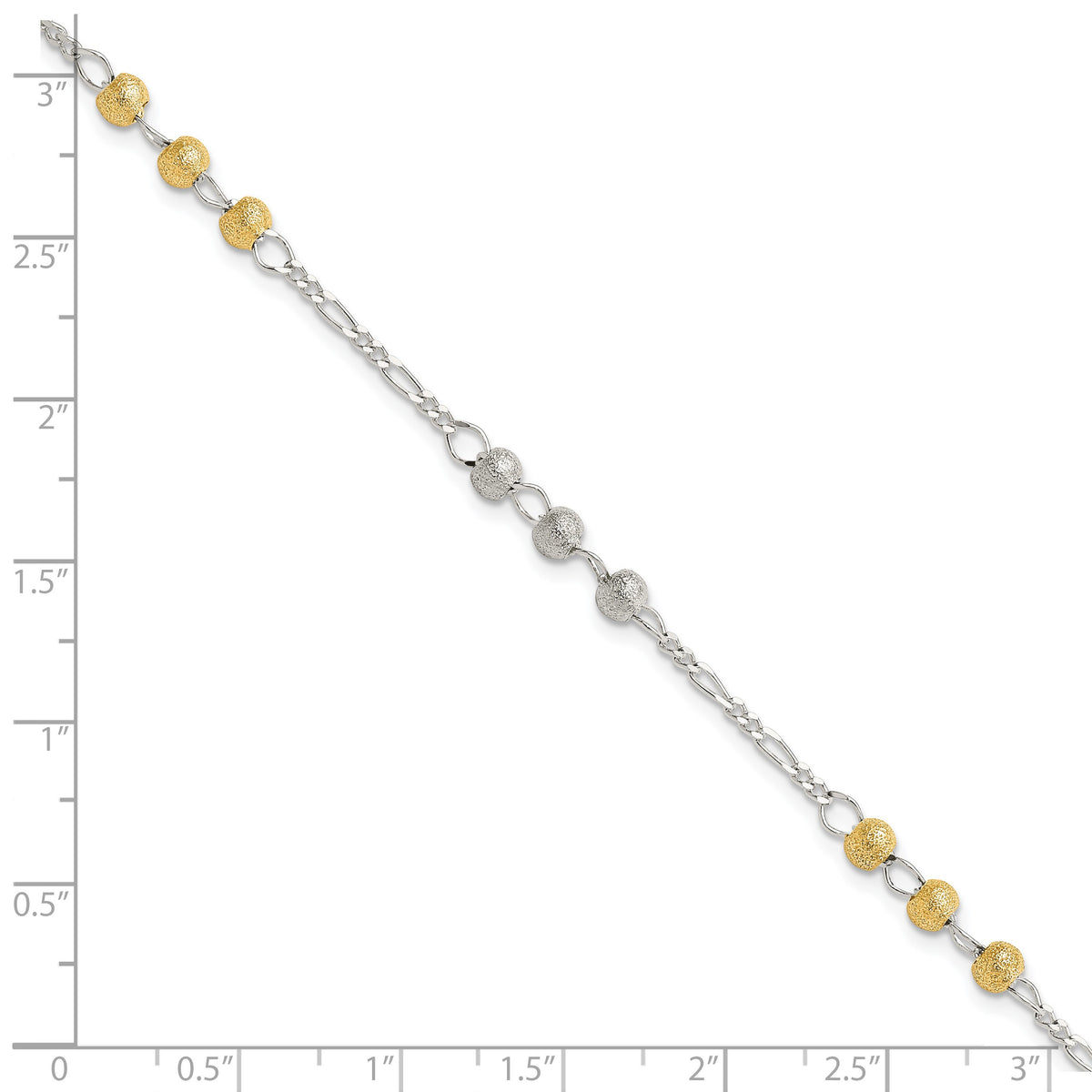 Sterling Silver Gold-tone Textured Beaded 7 inch Bracelet