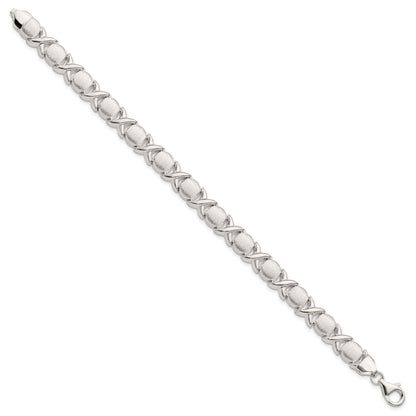 Sterling Silver Polished and Satin X and O Bracelet