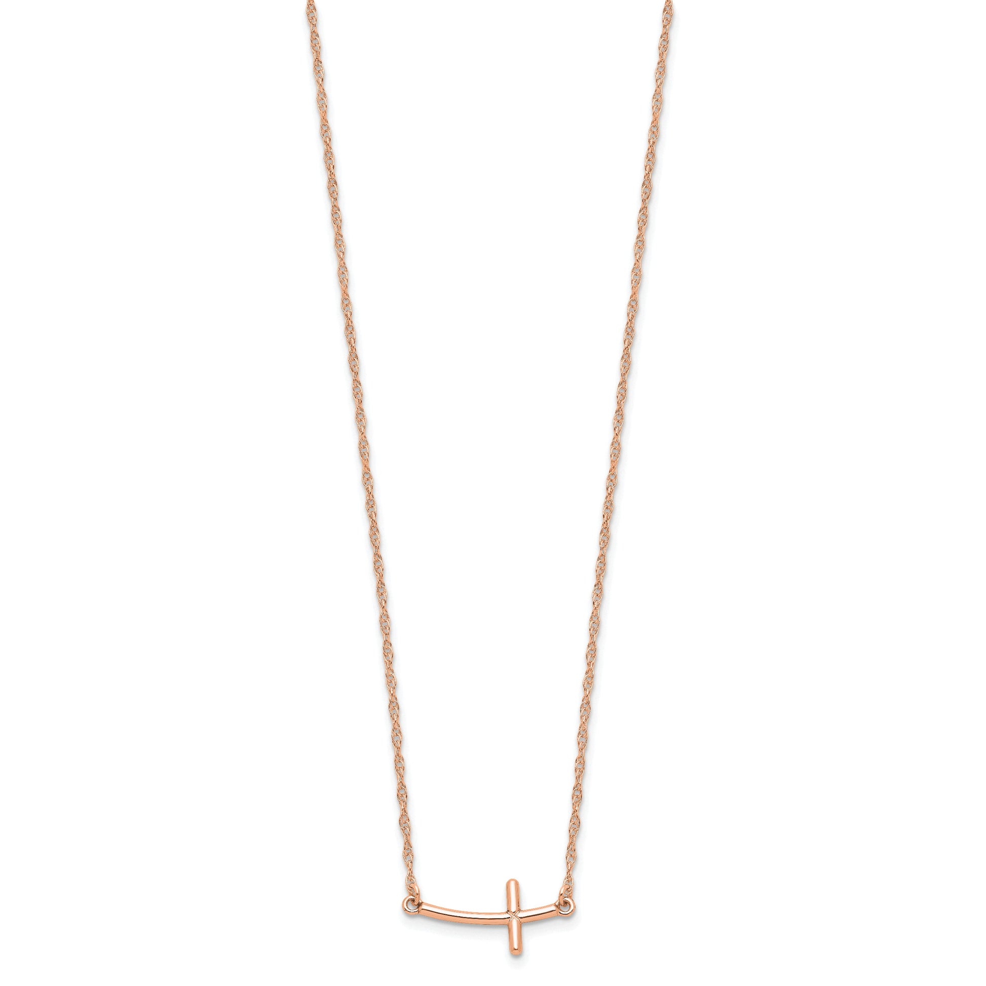 Sterling Silver RG-plated Small Sideways Curved Cross Necklace