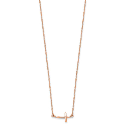 Sterling Silver RG-plated Small Sideways Curved Cross Necklace