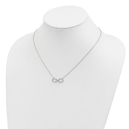 Sterling Silver Rhodium-plated with CZ Infinity w/ 2 IN EXT Necklace