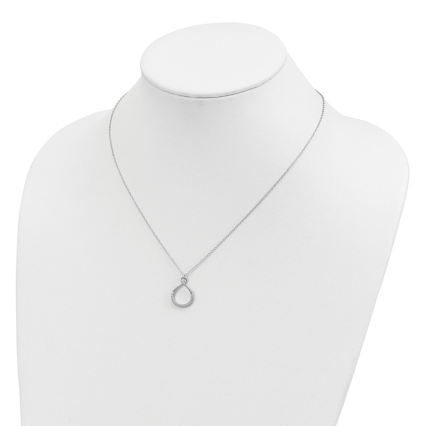 Sterling Silver Rhodium-plated with CZ Infinity w/ 2 IN EXT Necklace