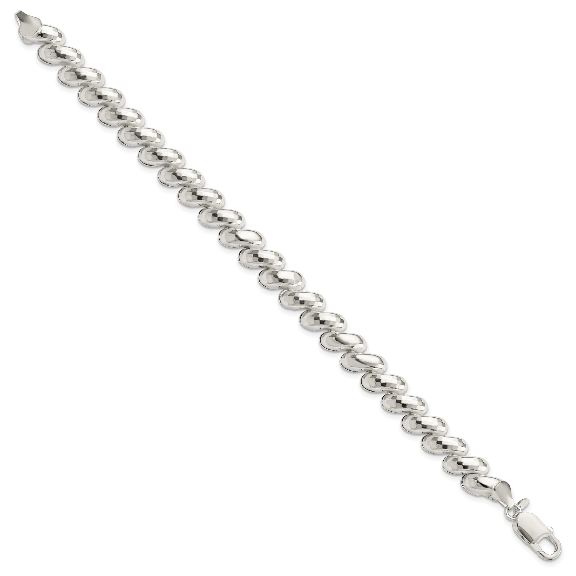Sterling Silver Fancy Diamond-cut San Marco Bracelet