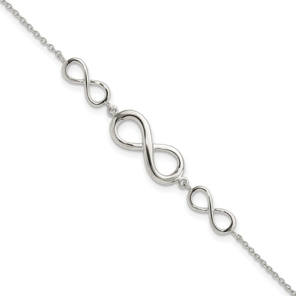 Sterling Silver Rhodium-plated Polished Infinity Symbol Bracelet